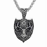 Men's Viking Talisman Necklace with Mjolnir and Wolf