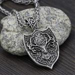 Men's Viking Talisman Necklace with Mjolnir and Wolf