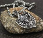 Men's Viking Talisman Necklace with Mjolnir and Wolf