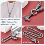 Thor's Hammer Necklace with Wolf Head Chain