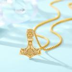 18K Gold Plated Viking Thor's Hammer Necklace