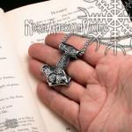 Thor's Hammer Wolf Valknut Stainless Steel Necklace