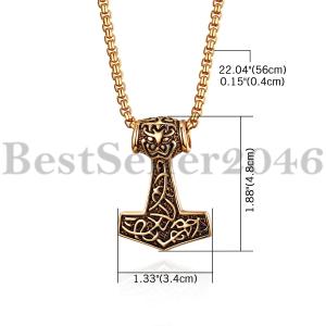 Men's Viking Thor's Hammer Mjolnir Pendant Necklace