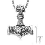 Thor's Hammer Mjolnir Urn Necklace in Sterling Silver