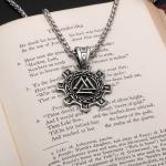 Viking Valknut Rune Steel Pendant Necklace