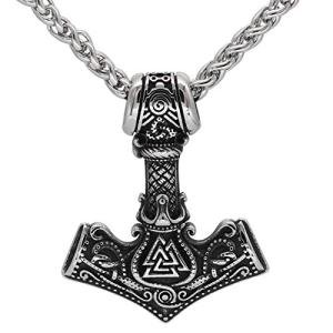 Nordic Steel Mjolnir Valknut Viking Necklace