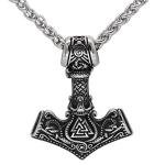 Nordic Steel Mjolnir Valknut Viking Necklace