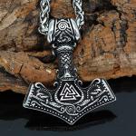 Nordic Steel Mjolnir Valknut Viking Necklace