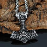 Nordic Steel Mjolnir Valknut Viking Necklace
