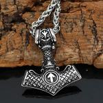 Nordic Steel Mjolnir Valknut Viking Necklace