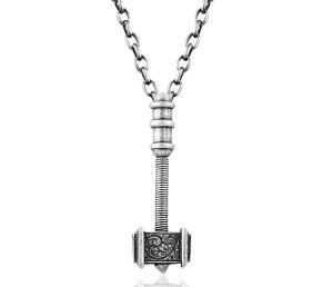 Sterling Silver Thor's Hammer Necklace for Men
