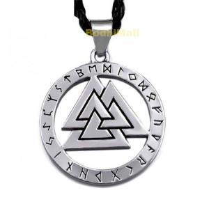 Valknut Odin's Viking Symbol Rope Necklace