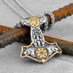 Viking Thor Hammer Necklace with Valknut Pendant