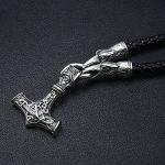 Thor's Hammer Pendant with Raven Leather Necklace