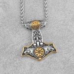 Viking Thor Hammer Necklace with Valknut Pendant