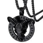 Valknut Necklace with Baphomet Pendant for Men