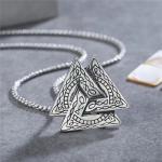 Viking Odin Valknut Pendant Necklace for Men