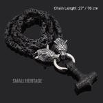 Viking Wolf Necklace with Thor's Hammer Pendant