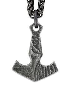 Viking Mjolnir Hammer Necklace with Wheat Chain
