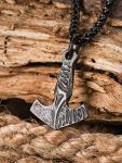 Viking Mjolnir Hammer Necklace with Wheat Chain