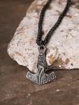 Viking Mjolnir Hammer Necklace with Wheat Chain