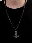 Viking Mjolnir Hammer Necklace with Wheat Chain