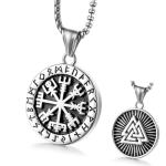 Viking Runes Necklace - Norse Compass Amulet