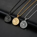 Viking Runes Necklace - Norse Compass Amulet