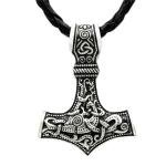 Viking Talisman Necklace with Mjolnir and Wolf