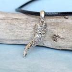 Viking Horn Necklace with Valknut and Vegvisir Pendant