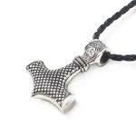 Viking Talisman Necklace with Mjolnir and Wolf