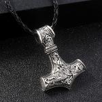 Viking Talisman Necklace with Mjolnir and Wolf