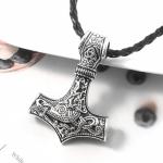 Viking Talisman Necklace with Mjolnir and Wolf