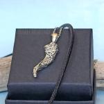 Viking Horn Necklace with Valknut and Vegvisir Pendant