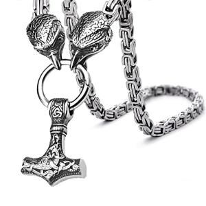 Viking Thor's Hammer Necklace with Mjolnir Pendant