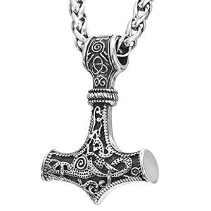Thor's Hammer Pendant Necklace in Stainless Steel