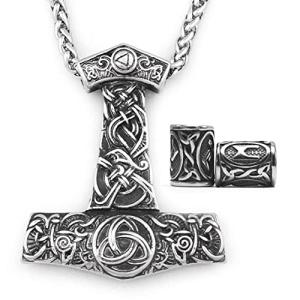 Viking Thor Hammer Necklace with Triskele Design