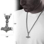 Thor's Hammer Pendant Necklace in Stainless Steel