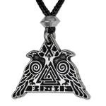 Odin's Ravens Valknut Pendant Necklace in Pewter