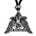 Odin's Ravens Valknut Pendant Necklace in Pewter