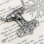 Viking Thor's Hammer Raven Pendant Necklace