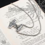 Viking Thor's Hammer Raven Pendant Necklace
