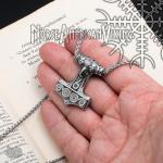Viking Thor's Hammer Raven Pendant Necklace