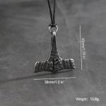 Thor's Hammer Pendant Necklace with Viking Runes