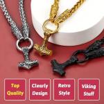 Thor's Hammer Necklace with Wolf Head Chain