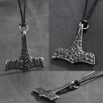 Thor's Hammer Pendant Necklace with Viking Runes