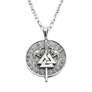 Viking Valknut Pendant Necklace with Spear Symbol