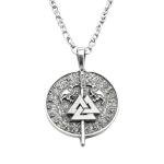 Viking Valknut Pendant Necklace with Spear Symbol
