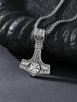 Viking Thor's Hammer Necklace in Sterling Silver