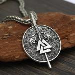 Viking Valknut Pendant Necklace with Spear Symbol